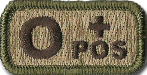 Tactical Blood Type Patches Type O Positive 2'',x1'', (Multitan) HOOK PATCH for Accessories - Bags/Purses, Apparel - Coat/Jacket, Apparel - Jeans/Pants, Children, Crafts