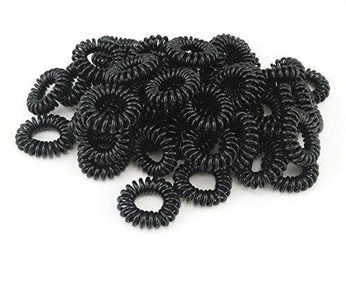 yueton Pack of 50 Stretchy Elastic Hair Ropes Bands Spiral Slinky Hair Ties Ponytail Holder (Black)