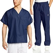 Cherokee Mens Workwear Scrub Set Medical/Dentist Uniform V-neck Top & Cargo Pant (Navy, Small)