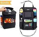 Car Trash Can + Backseat Organizer: - Waterproof Car Garbage Can with Lid and Car Seat Organizer with Tissue Holder and Cup holders By sellurite