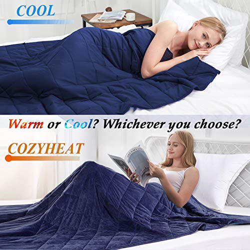 HIHIYO 7lb Weighted Blanket Kids Reversible,DoubleSided Cooling Cotton Top+Soft Minky Fleece