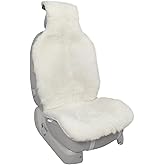 Champlus Automotive Sheepskin Seat Cover, Genuine Australian Sheep Skin, Universal Fit & Airbag Compatible, 1pc, Ivory