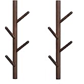 VAWNKUKN Coat Rack 2 pack-Wall Mounted Hat Rack Coat Hooks-Sturdy Wooden Coat Rack Stand-Entryway Hall Tree Coat Tree with Solid Base for Hat,Clothes,Purse,Scarves,Handbags,Umbrella(Dark Brown)