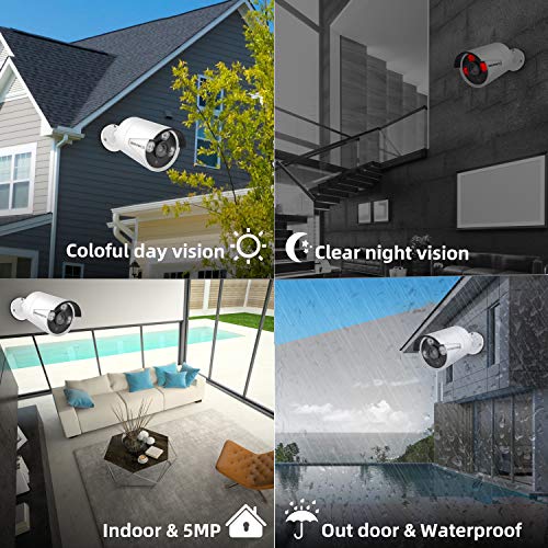 Home Security Camera System,Wandwoo 5MP Security Camera System,8-Channel Ultra HD 4K Output Video DVR Recorder,8×5.0MP (2560 X 1944) Security Cameras,2TB Hard Drive for 24/7 Recording