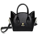 EPLAZA Women Girls Cat Satchel Cross Body Shoulder Bag Tote Handbag (smiling lips black)
