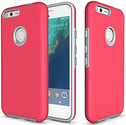 GOOGLE PIXEL XL Case,Zisure[Pop Sugar] Shockproof Non-slip Dual Layer Sturdy PC TPU Durable Hard Case Impat Shock-Defender Rubber Cover for GOOGLE PIXEL XL (5.5")(Rose Red)