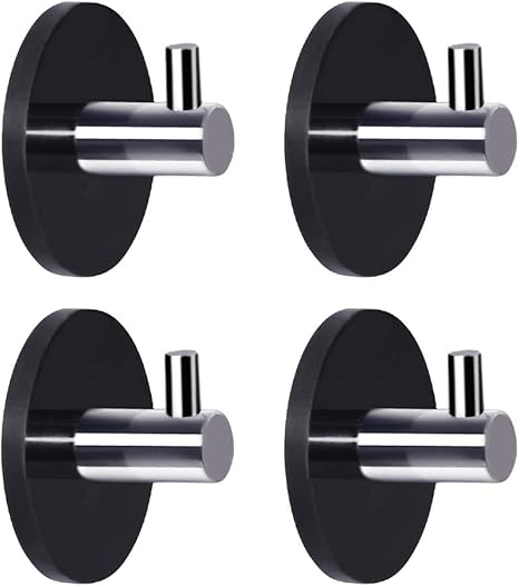 Newness 4 Piezas Ganchos Autoadhesivos, Ganchos Adhesivos Gancho de Pared para Toallas de Baño, Cocina y Baño, Acero Inoxidable 304 y Plástico, ...