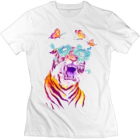 T Shirts With Funny Sayings Women's Tiger With Butterfly Sport T Shirts