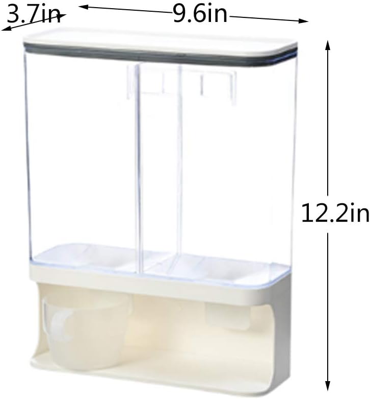 Wall Mounted Dry Food Dispenser - 2-Grid Storage Kitchen Food Dry Food Dispenser, Wall Mount Dispenser for Candy Granola Nuts Beans Not for Oatmeal (3000ML): Kitchen & Dining