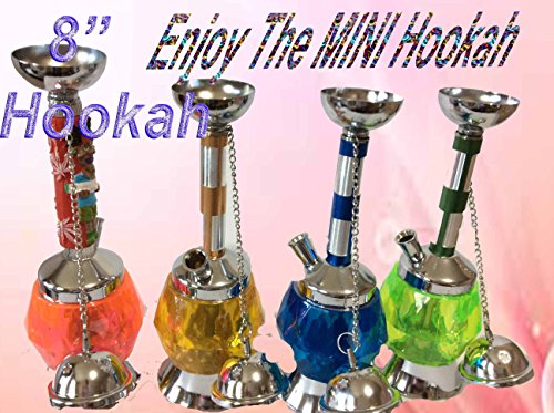 Mini Glass Hookah , Dice Shape with free 5 mouth Tips and Nylon Brush (GREEN)