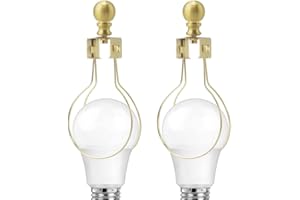 Asjeumt 2 Pieces Lamp Shade Light Bulb Clip Adapter Kit, Antique Brass Lampshade Holder with Round Top Finial, No Harp Required, Clip on Bulb, DIY Replacement Repair Table & Floor Light Metal Parts