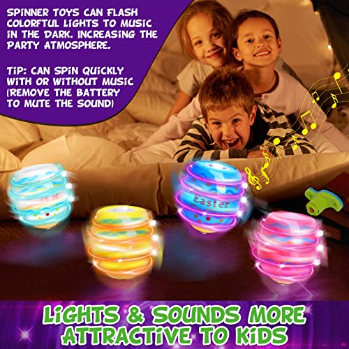 LUKAT Light Up Easter Eggs Toy Gifts for Kids, 6 Easter Egg Spinning