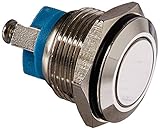 DC 36V 2A Off-(On) NO 16mm Screw Metal Flat Momentary Push Button Switch