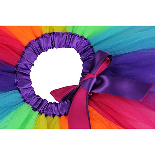 Jastore Girls Layered Rainbow Tutu Skirt Dance Dress Ruffle Tiered Clubwear S