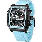 TEARTRACE Mens Analog Digital Watch Waterproof, Watches for Men Chronograph with Alarm, Stopwatch Luminous Display, Silicone Strap for Dress Sport