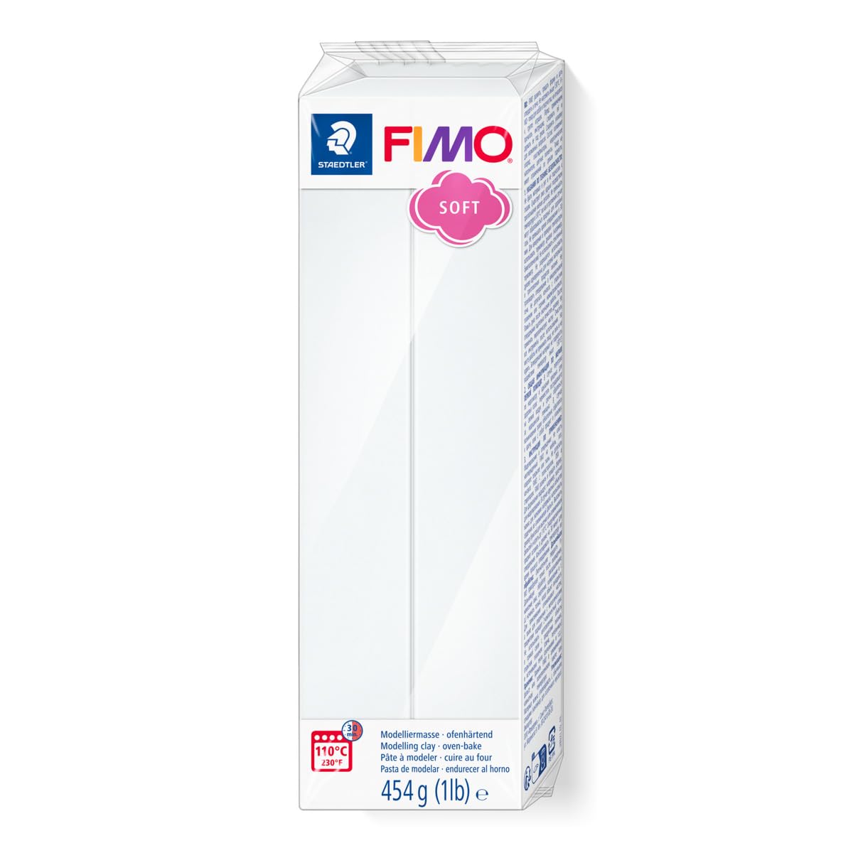 STAEDTLER 8021-0 FIMO Soft Oven-Hardening Polymer Modelling Clay - White (1 x 454g Block)