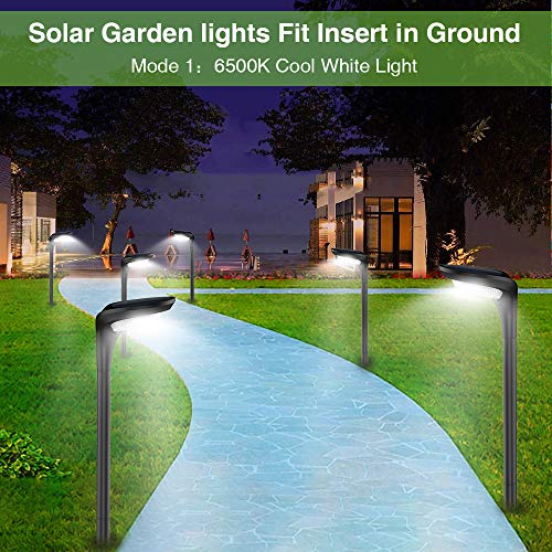 JSOT Outdoor Solar Pathway Lights Landscape Path Light with 2 Modes [Cool White & Warm White] Waterproof LED Spot Lighting Solar Powered Ground Lights for Garden Driveway Lawn Decorations,4 Pack