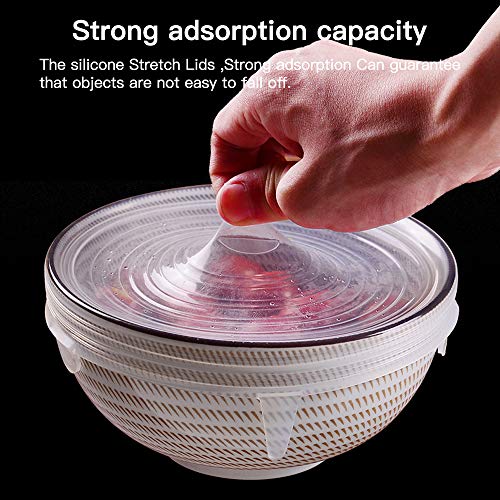 GARDWEN Silicone Stretch Lids Reusable, Kitchen Airtight Food Storage Covers, 6 Sizes Seal Bowl Stretchy Wrap Cover, Keep Food Fresh for Containers, Cups, Cans,Plates, Microwave, Dishwasher Safe
