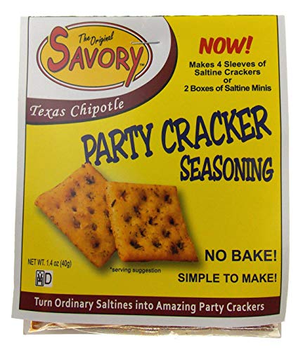 Savory Saltine Seasoning Bundle - 4 Packs Texas Chipotle Flavor + 4 Zip Top Bags (15.5" x 12") + Recipe Card