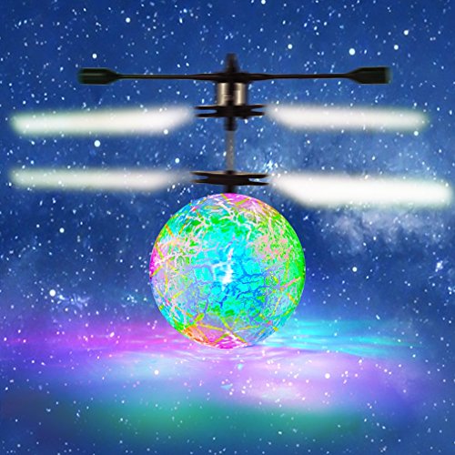 RC Flying Ball, RC Infrared Induction Helicopter Ball Built-in Shinning LED Lighting Colorful Flying for Kid's Toy (green) - Thumbnail 2