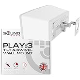 Sound Bass Play 3 Wall Mount White, Compatible with Sonos Play:3, Adjustable Swivel & Tilt Mechanism, Mounting Bracket Includes All Fixings
