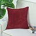 CaliTime Throw Pillow Covers Pack of 2 Comfy Corduroy Corn Striped Waffle Decorative Cushion Cases for Couch Sofa Bed Farmhouse 18 X 18 Inches Burgundy
