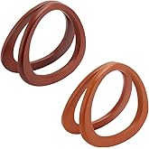 PH PandaHall 4PCS D Shape Purse Handle, 2 Colors Wooden Bag Handle Replacement Decorative Bag Handles Smooth Handbag Handle for Summer Straws Beach Handbags Macrame Crocheted Purse Making