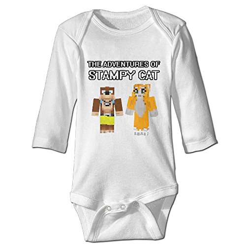 Luckva Baby's The Adventures Of Stampy Cat Long Sleeve Romper Climbing Clothes White