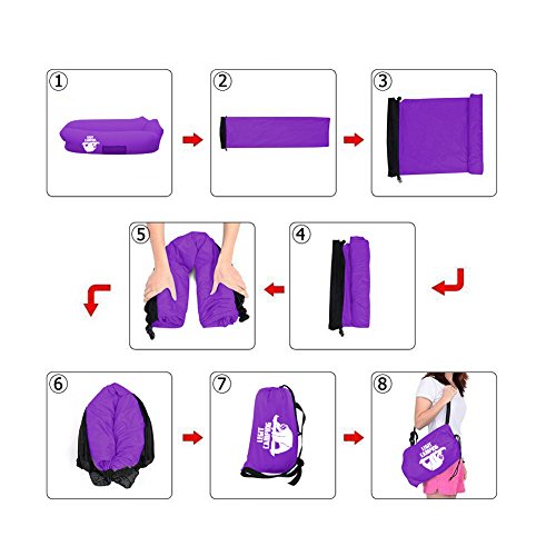 Inflatable Lounger by Legit Camping with Carrying Bag & Pockets for Indoors/Outdoors – Inflatable Couch & Air Chair with Headrest & Securing Stake- For Camping Beach or Pool (Purple)