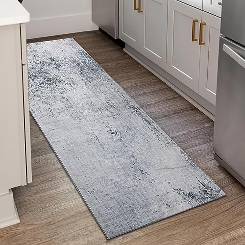 Leesentec Runner rugs Area rugs Non-Slip Runner for Entryway Bedroom Living Room Hallways Long Kitchen Runner Rug Washable Rubber Back Carpet Rug Floor Mat (Light Grey/Brown, 80 x 300 cm)