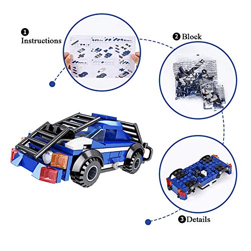 SNAEN 476PCS/4 in 1 Biochemical Police Building Blocks Set, Police Car/Bulldozer/Reconnaissance Vehicle/Anti-Explosion Truck. Includes Minifigures, Patrol Dogs and Toy Weapons, for Boys and Girls - Thumbnail 3