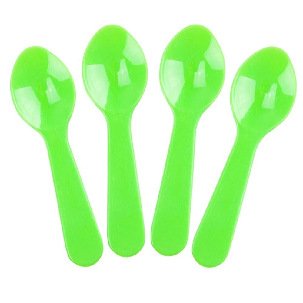Green Mini Disposable Tasting Spoons 3 Inch Plastic