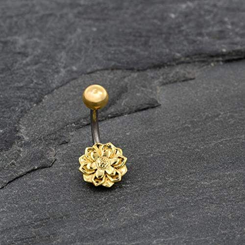 Amazon.com: Unique Flower Mandala Belly Button Ring, Gold Brass