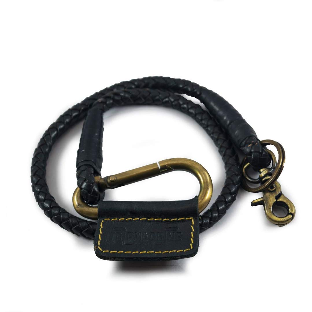 Trip Machine Company Leather Braided Keychain Black