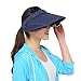 Eforstore New Chic Pure Color Wide Brim Sunhat Hat with Retractable Visor (Navy Blue)