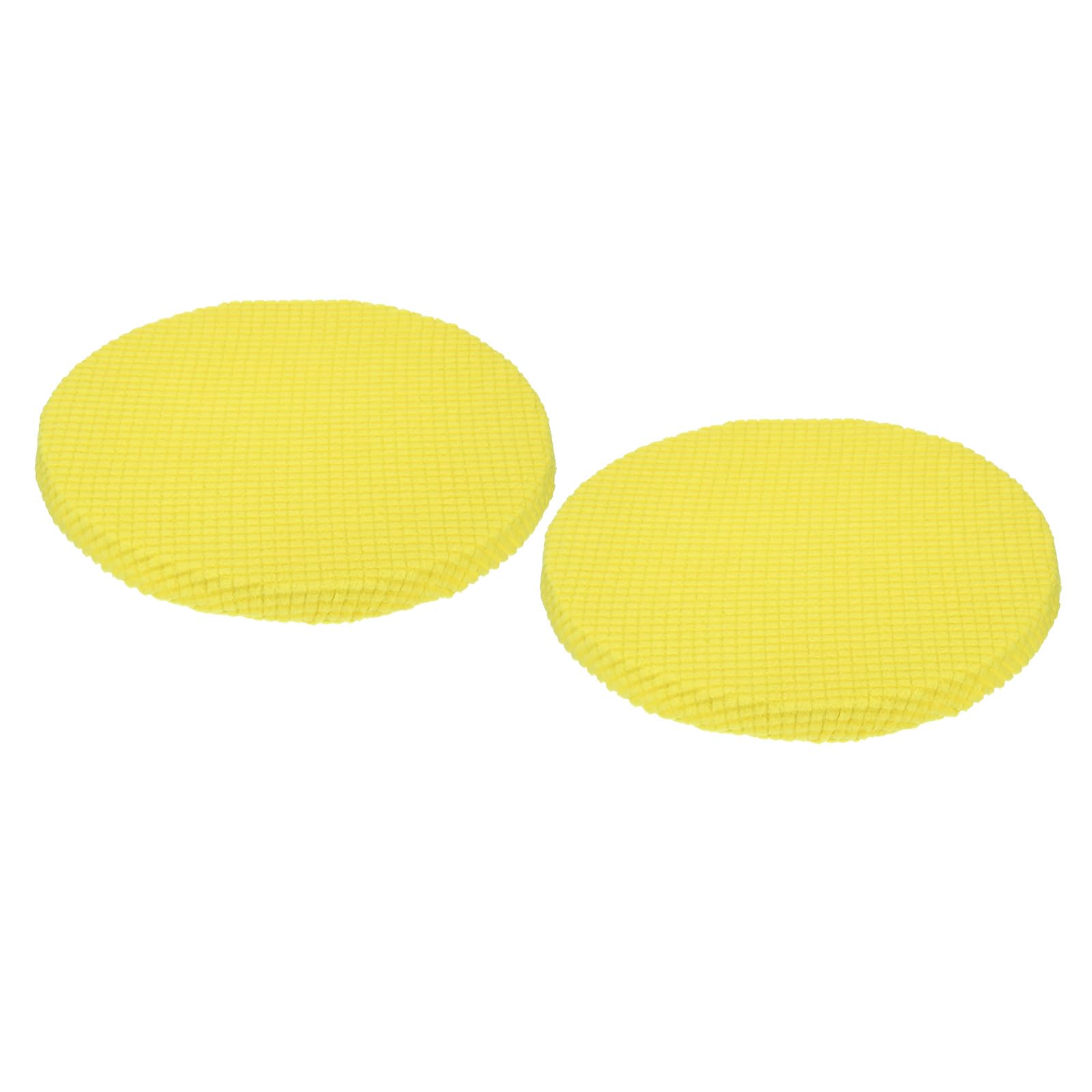 Uxcell Round Bar Stool Covers 2 Pack, Round Chair Covers with Elastic Bands Dia.11-14", Round Seat Cushions for Chairs Stool Slipcovers - Lemon Yellow