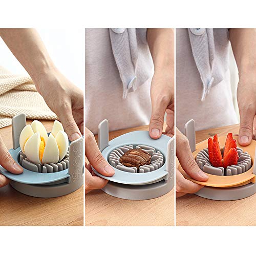 QELEG 3 IN 1 Environmental Hard Boiled Egg Fruit Cutter Slicer with Stainless Steel Cutting Wires