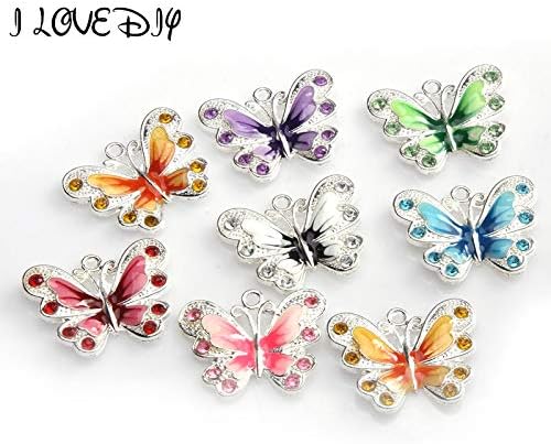 Pasona- Charms - Wholesale 5pcs Enamel Animal Butterfly Pendent Charm for Jewelry Making Necklace 21.5mm - by Pasona - 1 PCs