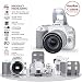 Canon EOS Rebel SL3 Digital SLR Camera (White) + EF-S 18-55mm f/4-5.6 IS STM Lens + 58mm 2X Professional Telephoto & 58mm Wide Angle Lens + 64GB Memory Card + DC59 Case + Tripod + Slave Flash + Remotethumb 3