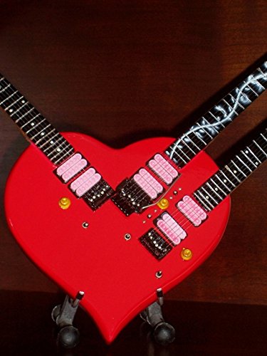 Mini Guitar STEVE VAI Triple Neck HEART Statuette Gift