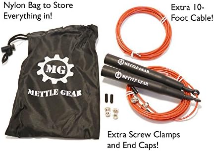 Mettle Gear Jump Rope - Premium Quality, Super Fast Speed Rope for WODs, Boxing or Fitness Training - Adjustable Length - Extra Cable, Hardware and Storage Bag