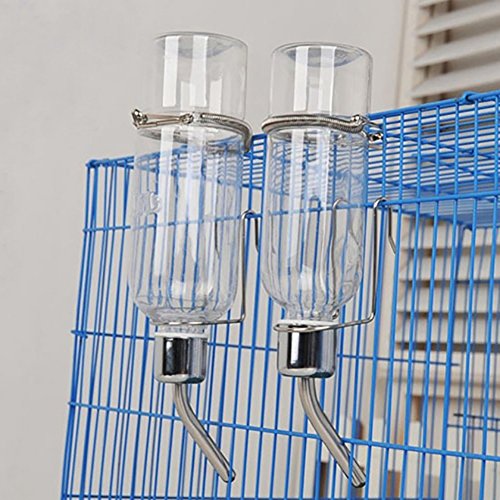 Afco Small Pet Fountain,Hanging Drinking Bowl Bottle Leakproof Automatic Water Feeder for Rabbit Guinea Pig Hamster 350ml size L (Transparent)