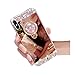 Lozeguyc for iPhone SE Case,Crystal Rhinestone Mirror Glass Case Bling Diamond Soft Rubber Makeup Case for iPhone 5/5S/SE with Detachable 360 Degree Ring Stand-Rose Gold