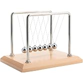 CERROPI Large Newtons Cradle Pendulum with 7 Balls, Physics Perpetual Motion Desk Toys for Office, Calm Down Fidgets, 50+ Sec Swingtime (Beech Base)