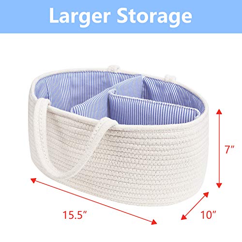 image for UBBCARE Baby Diaper Caddy Organizer Cotton Rope Storage Basket Nursery