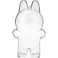 Transwon Protective Case for LABUBU The Monsters Exciting Macaron, Display Stand Acrylic Case Cover Accessories with Silicone Strap White - Standing Case, Clear