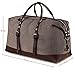 Canvas Overnight Bag Travel Duffel Genuine Leather for Men and Women Weekender Tote (Coffee)