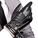 Mens Touchscreen Texting Winter PU Leather Gloves Driving Outdoor Long Fleece Lining (9.5, Black)