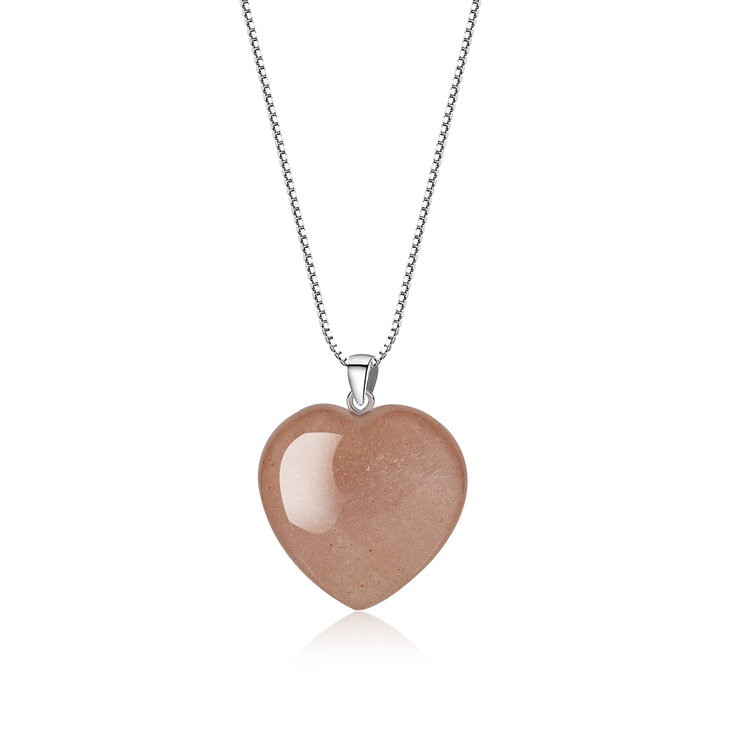 COAI Women's Love Heart Necklace 925 Sterling Silver Necklace for Women, Sunstone Necklace