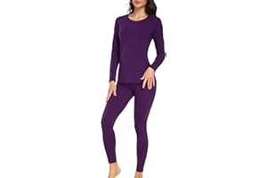wirarpa Women's Thermal Underwear Sets Cotton Base Layer Set Lightweight Long Sleeve Top & Pajama Bottoms